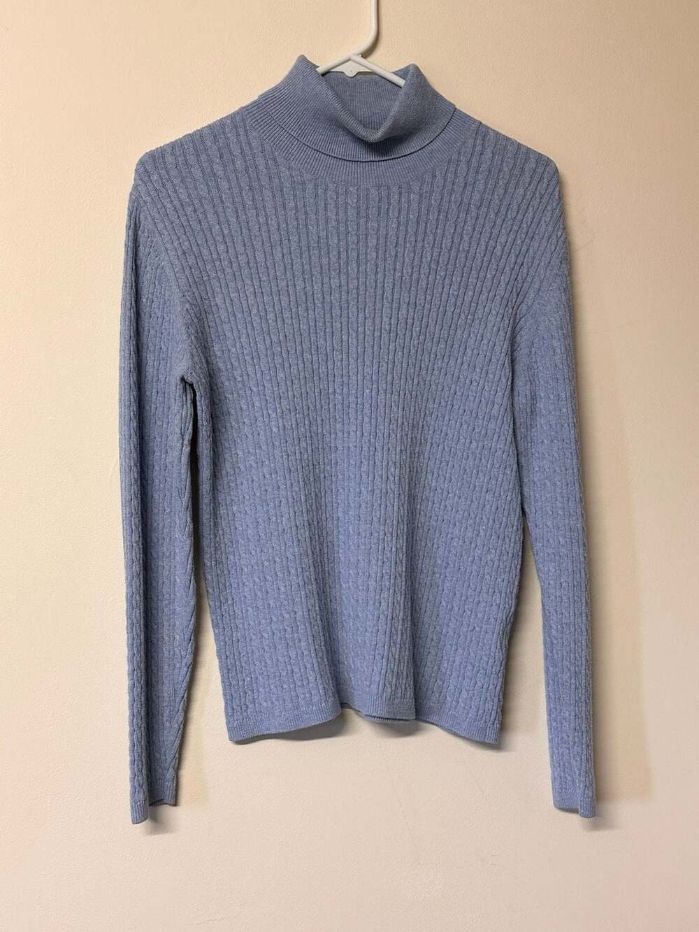 kensie Rib-Knit Stretch Turtleneck Sweater Blue